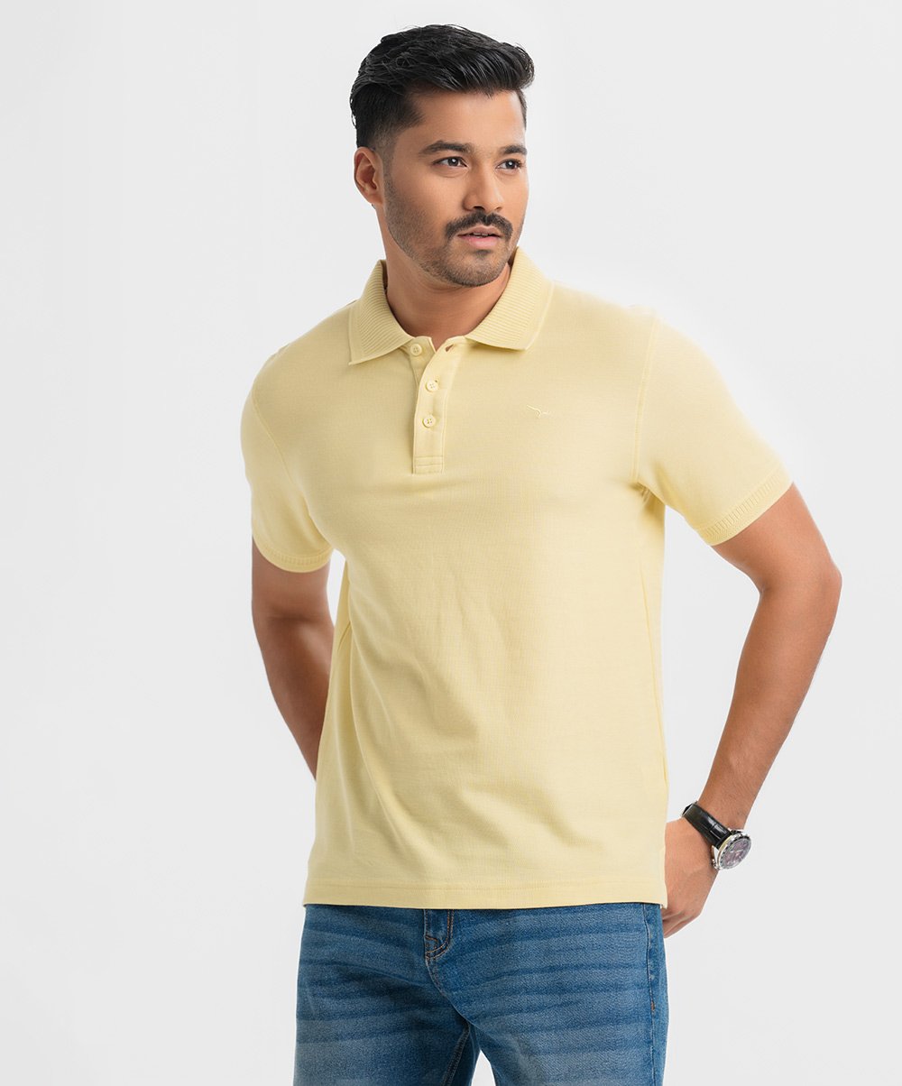 Golden Interlock Knit Polo Shirt